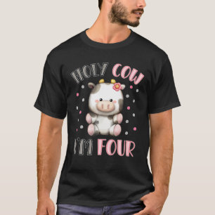 Holy Cow I'm Four Cute Farm Animal 4Th Birthday Fo T-Shirt