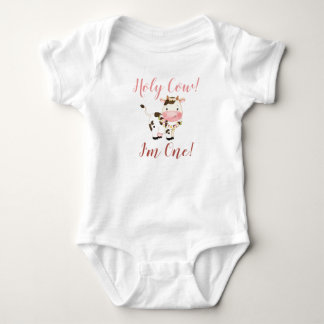 Holy Cow! I'm One! 1st Birthday Outfit. Baby Bodysuit