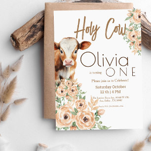 Holy Cow I'm One  1st Birthday Party Invitation