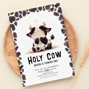 Holy cow I'm one birthday Invitation