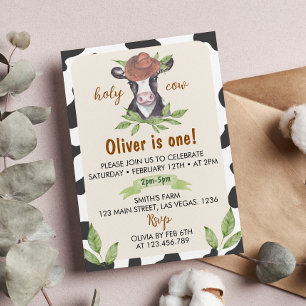 Holy Cow I'm One Birthday Invitation
