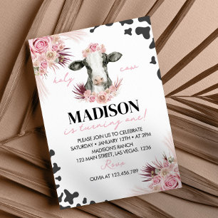 Holy Cow I'm One Birthday Invitation