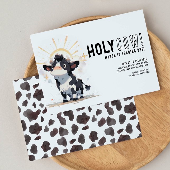 Holy cow I'm one birthday Invitation (Creator Uploaded)