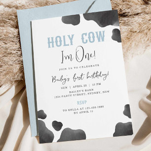 Holy Cow I'm One Birthday Party Invitation