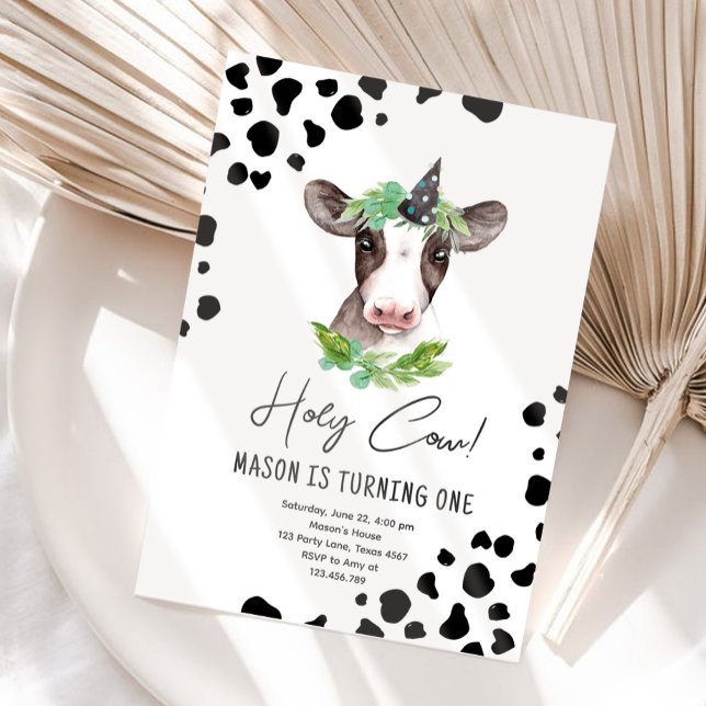 Holy Cow I'm One Boy Farm Animals Birthday Invitation (Creator Uploaded)