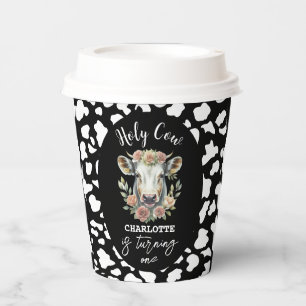 Holy Cow I'm One Cow Girl 1st Birthday Paper Cups