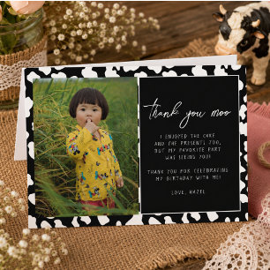 Holy Cow I'm One Cow Girl 1st Birthday Thank You Card