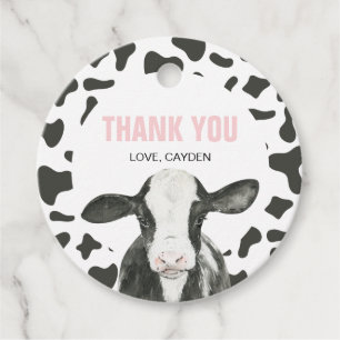 Holy Cow I'm One Cow Print birthday Favour Tags