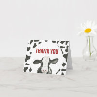Holy Cow I'm One Cow Print Birthday Thank You