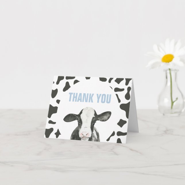 Holy Cow I'm One Cow Print Birthday Thank You Card (Small Plant)