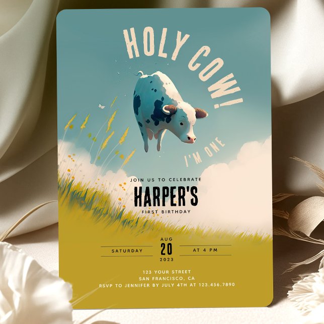 Holy Cow I'm One Cute 1st Birthday Invitation (Creator Uploaded)