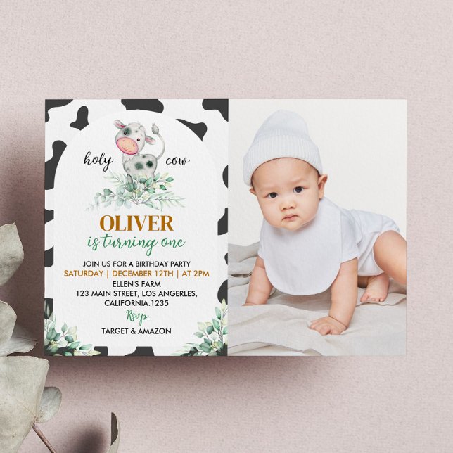 Holy Cow I'm One First Birthday Invitation (Creator Uploaded)