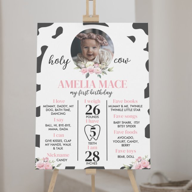 Holy Cow I'm One First Birthday Milestone Sign (Creator Uploaded)