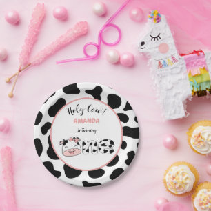 Holy Cow I'm One Girl 1st Birthday Party Paper Plate