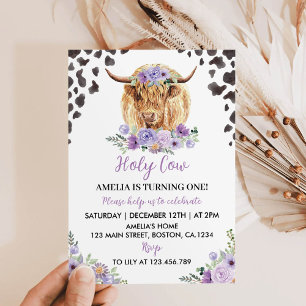 Holy Cow I'm One Girl First Birthday Invitation