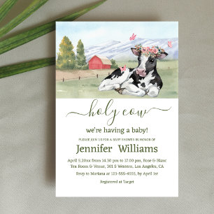 holy cow in the farm girl baby shower invitation