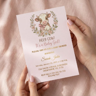 Holy Cow It's a Baby Girl Shower Invitation