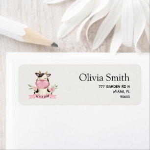 Holy Cow It's a Girl Baby shower Return Address Label