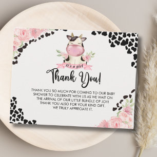 Holy Cow It's a Girl Cute Cow Baby shower Thank You Card