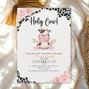 Holy Cow It's a Girl Cute Cow  Invitation