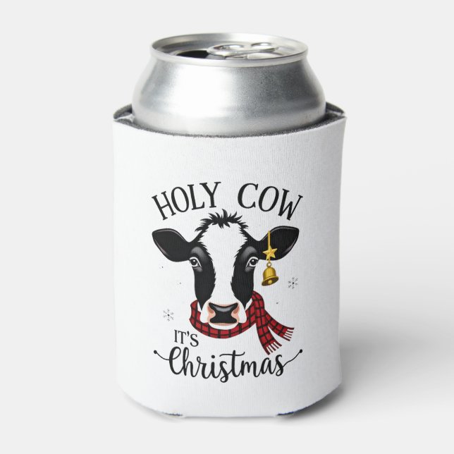 Holy Cow It's Christmas Funny Cow Lover Farm Anima Can Cooler (Can Front)