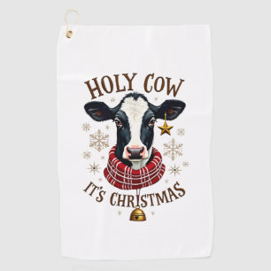 Holy Cow It's Christmas Funny Cow Lover Farm Anima Golf Towel