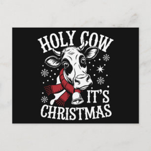 Holy Cow It's Christmas Funny Cow Lover Farm  Holiday Postcard
