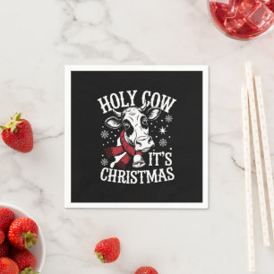 Holy Cow It's Christmas Funny Cow Lover Farm Napkin