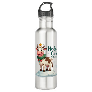 Holy Cow Its Christmas I Xmas Cow T-Shirt (2) 710 Ml Water Bottle
