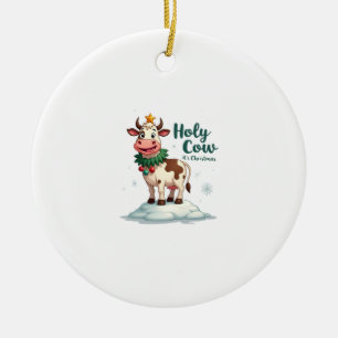 Holy Cow Its Christmas I Xmas Cow T-Shirt (2) Ceramic Ornament