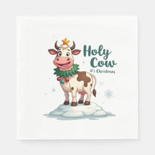 Holy Cow Its Christmas I Xmas Cow T-Shirt (2) Napkin