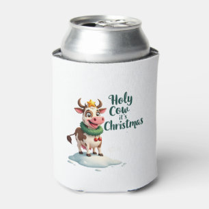 Holy Cow Its Christmas I Xmas Cow T-Shirt (3) Can Cooler