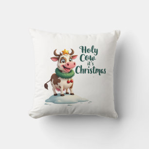Holy Cow Its Christmas I Xmas Cow T-Shirt (3) Cushion