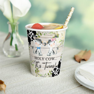 Holy cow it's twins baby shower paper cups. cups
