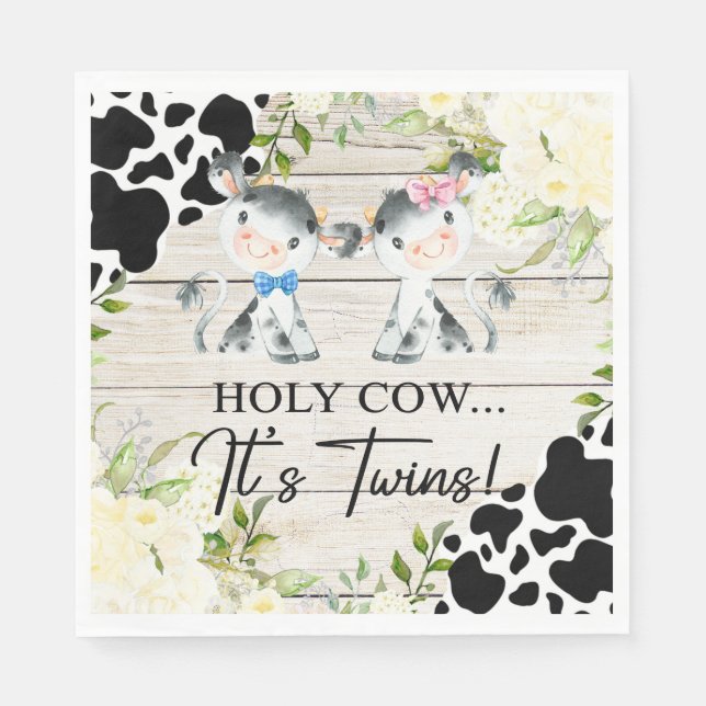 Holy cow it's twins baby shower paper napkins. napkin (Front)