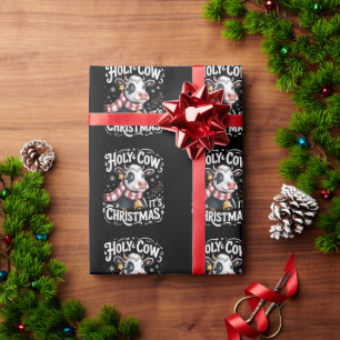 Holy Cow It's Xmas Funny Cow Lover Farm Animal Wrapping Paper