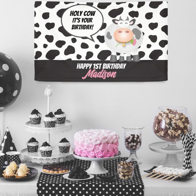 Holy Cow It's Your Birthday Cute Happy Birthday Banner (Creator Uploaded)