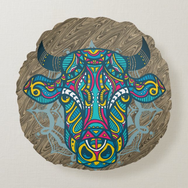 Holy Cow Mandala Design Round Cushion (Front)