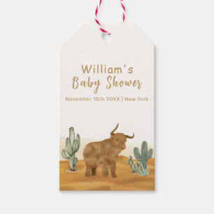 Holy Cow Minimal Boho Cactus Desert Baby Shower Gift Tags