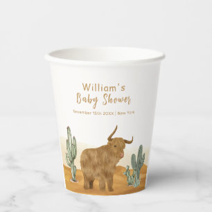 Holy Cow Minimal Boho Cactus Desert Baby Shower  Paper Cups