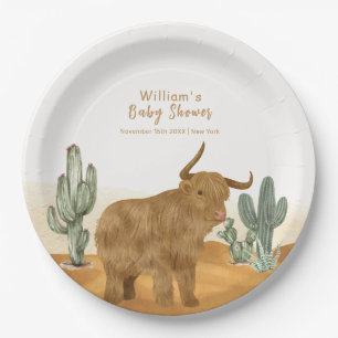 Holy Cow Minimal Boho Cactus Desert Baby Shower  Paper Plate