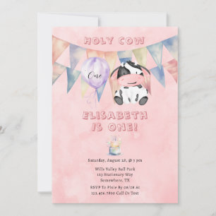 Holy Cow Name Girl 1st. Birthday Party Invitation