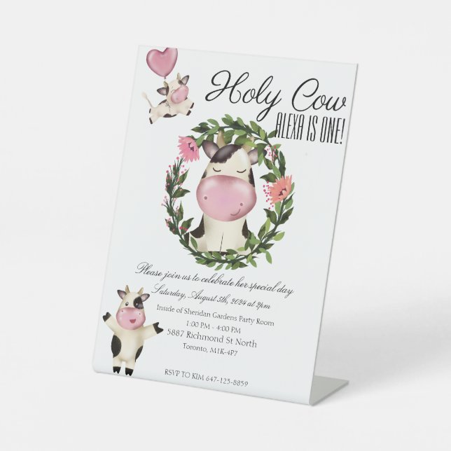 Holy Cow!  Pedestal Sign (Front)