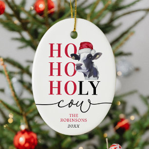 Holy Cow Personalised Christmas Ceramic Ornament