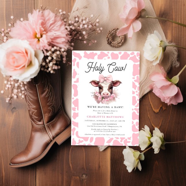 Holy Cow Pink Boho Baby Shower Invitation  (Creator Uploaded)