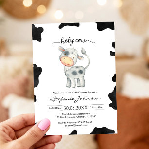 Holy Cow Pink Floral Cowgirl Baby Shower Invitation