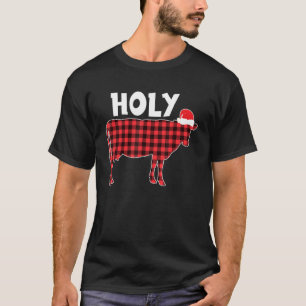 Holy Cow Red Plaid Buffalo Style Pattern Christmas T-Shirt