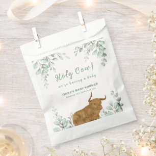 Holy Cow Rustic Boho Greenery Baby Shower Favour Bag