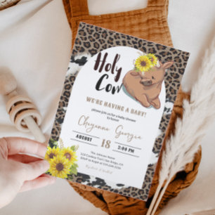Holy Cow Rustic Western Sunflower Baby Shower Invi Invitation