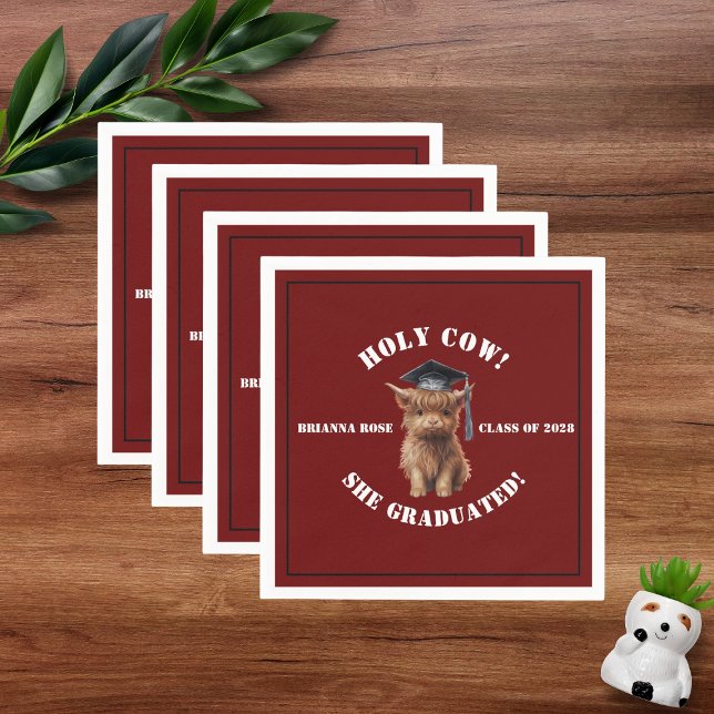Holy Cow! She/He Graduated Barn Red Party Napkin (Creator Uploaded)